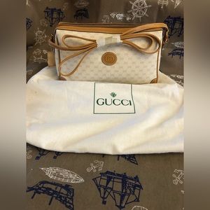 Gucci Vintage Tan/Beige Micro GG Logo Monogram Crossbody Bag